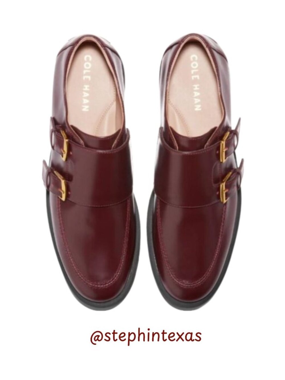 Cole Haan Greenwich Monk Strap Loafers Ox Blood Like New Women's Size 7B